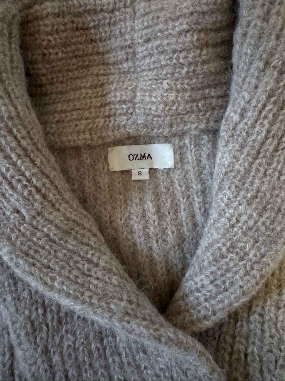 OZMA Ribbed Shawl Collar Button Cardigan - Brush - Picture 3 of 5